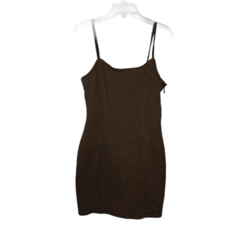 DIVIDED H&M Dark Academia Bodycon Brown Cotton Spaghetti Strap Mini Dress Small